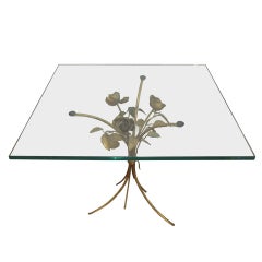 Vintage Italian Sheaf of Roses Tole Side Table