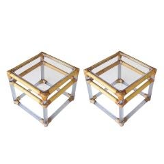 Pair of Lucite and Bamboo Side Tables by Four Seasons