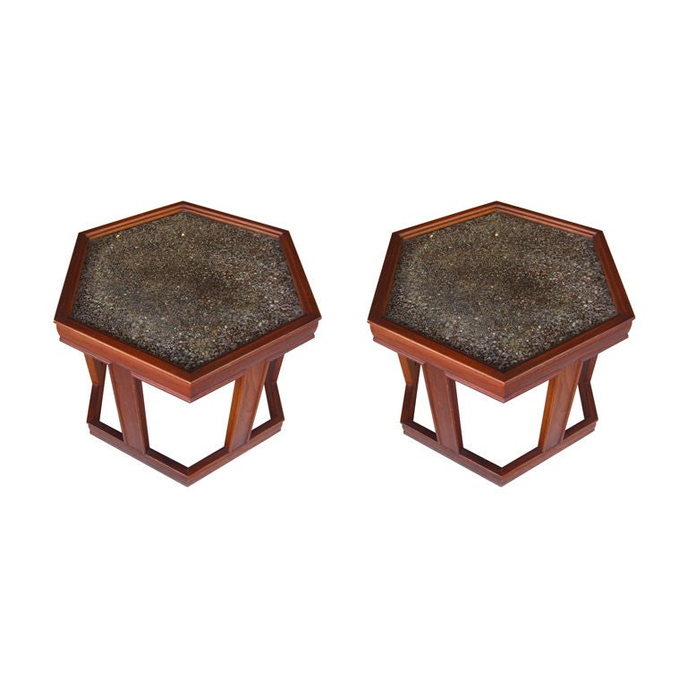 John Keal for Brown & Saltman Resin and Stone Side Tables