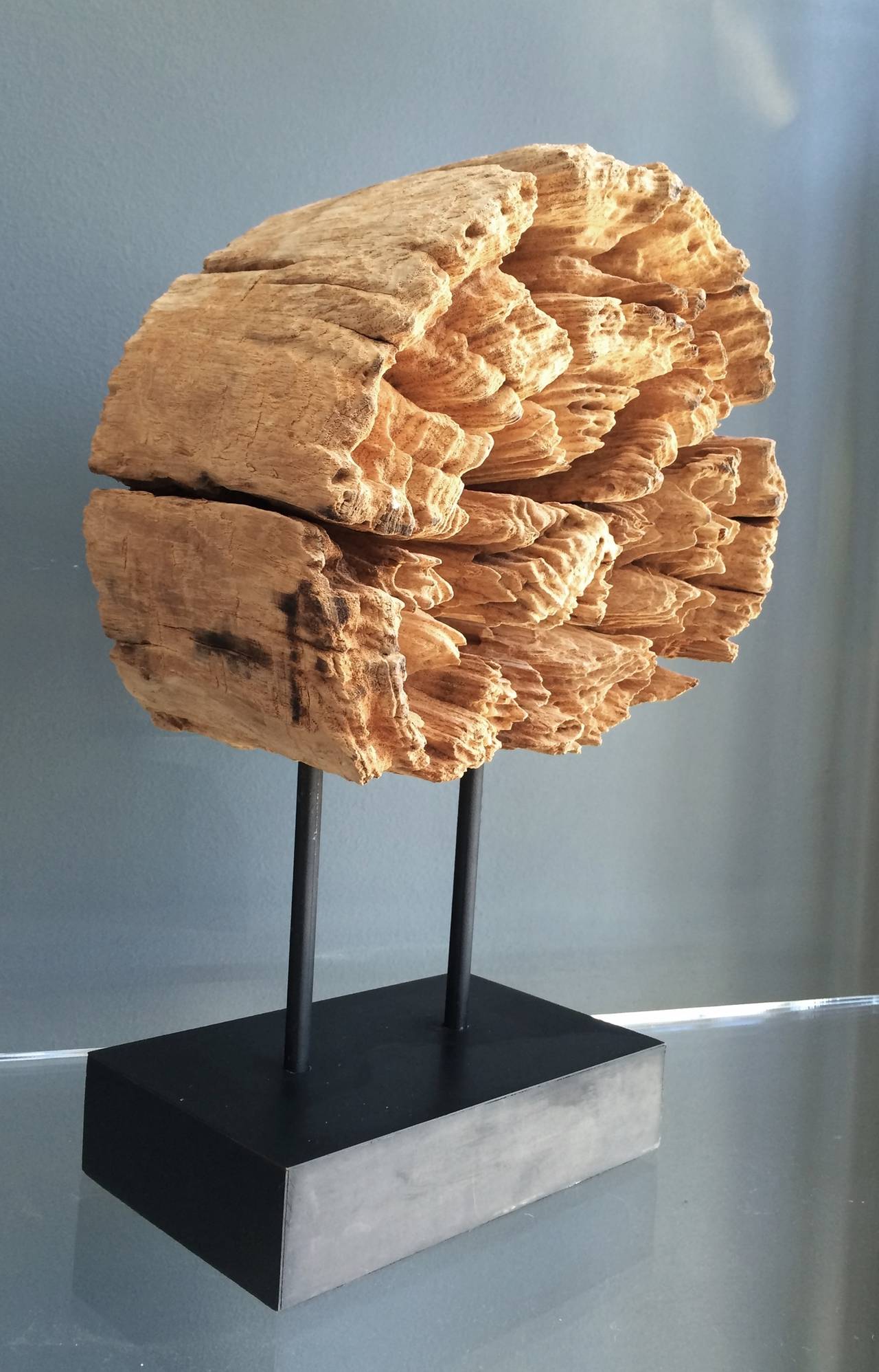 Stunning Wood Sculpture on a Metal Stand at 1stDibs wood sculpture on