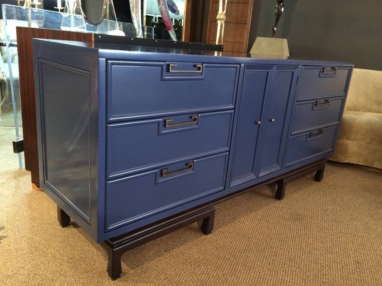Mid-Century Modern American of Martinsville Dresser in Lacquered Teal Color