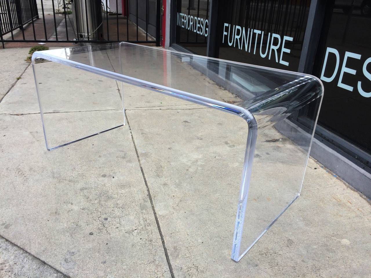 Mid-Century Modern Waterfall Style Coffee Table in Lucite by Charles Hollis Jones, Signed and Dated