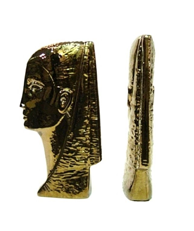 Mid-20th Century 1960's Male & Female Egyptian Busts Marked IRIS for Harris Co.,