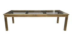 Brass and Glass Extension Table with Columnar Legs by Mastercraft