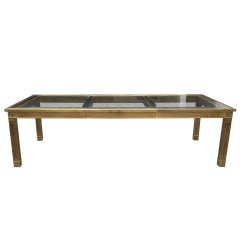 Brass and Glass Extension Table with Columnar Legs by Mastercraft 7