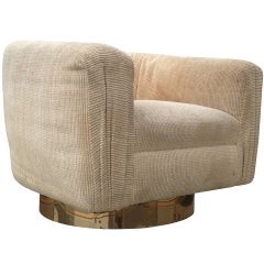 Stunning Swivel Chair on a Brass Pedestal by Bobrosky