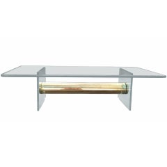 Pace Collection Coffee Table with Scalloped Brass Stretcher