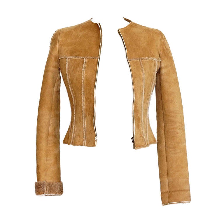 CHANEL 99A jacket short shaped shearling 36 / 4