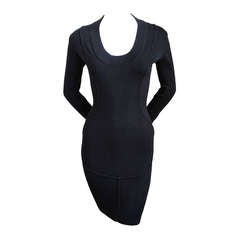 1990's AZZEDINE ALAIA jet black dress with sweetheart seams