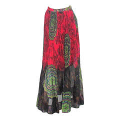 Vintage 1970s Lanvin silk print organza maxi skirt