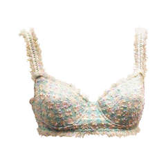 Chanel 1990s Candy Colored Tweed Bra Top