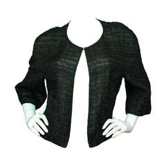 CHANEL 2012 Black Tweed & Silk Cropped Jacket sz.44 - rt.$6,880