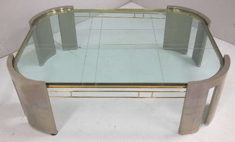 American One of a Kind Nickel and Brass Coffee Table