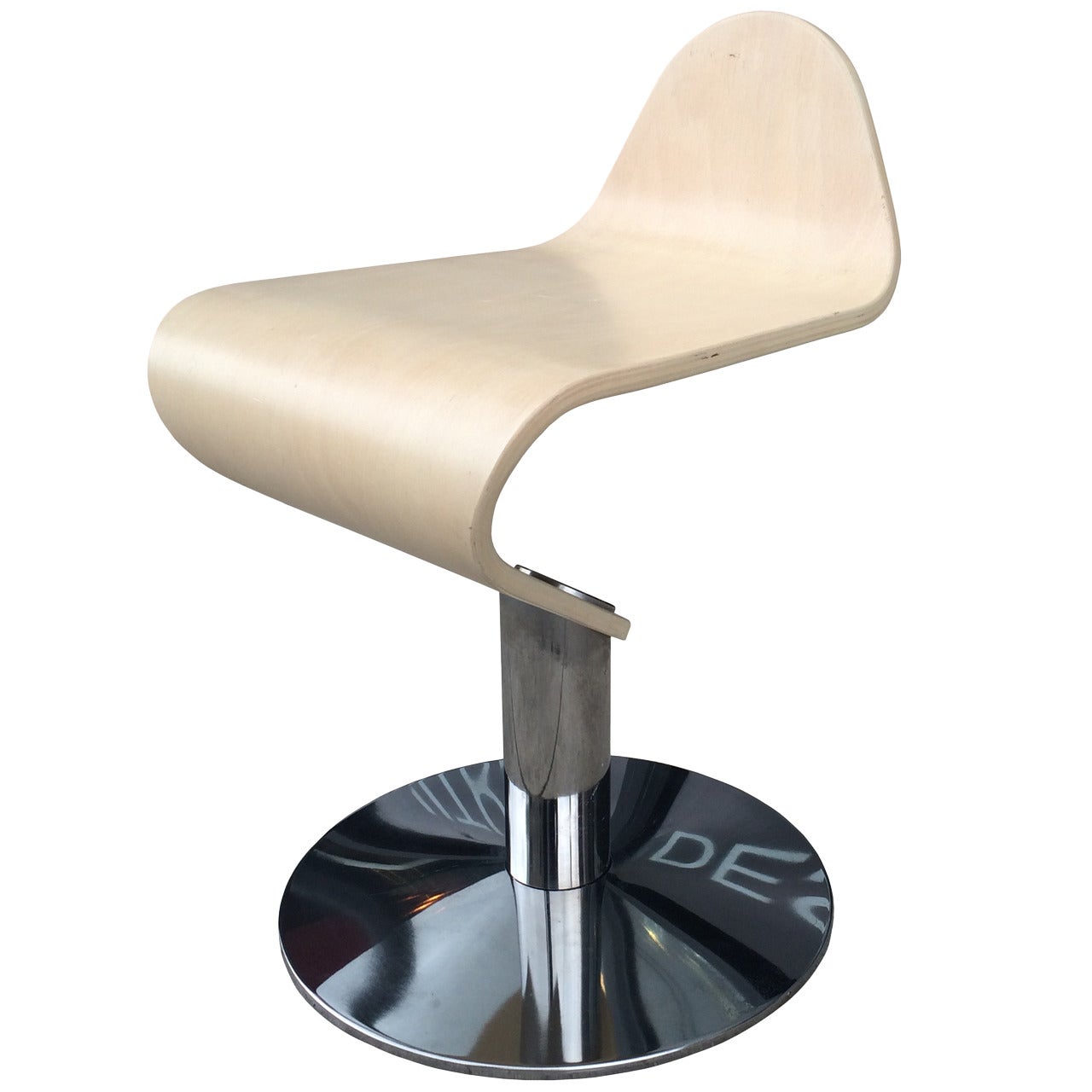 European Modern Vanity Stool with a Stainless Steel Base by Peter Chinni