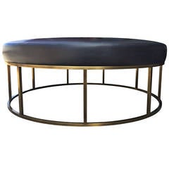 Stunning Custom Designed Round Ottoman with Solid Brass Base 5