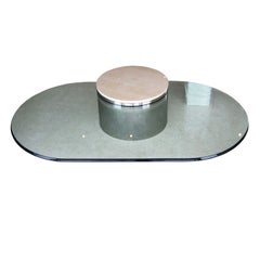 Steel and Glass Cantilevered Coffee Table by J. Wade Beam