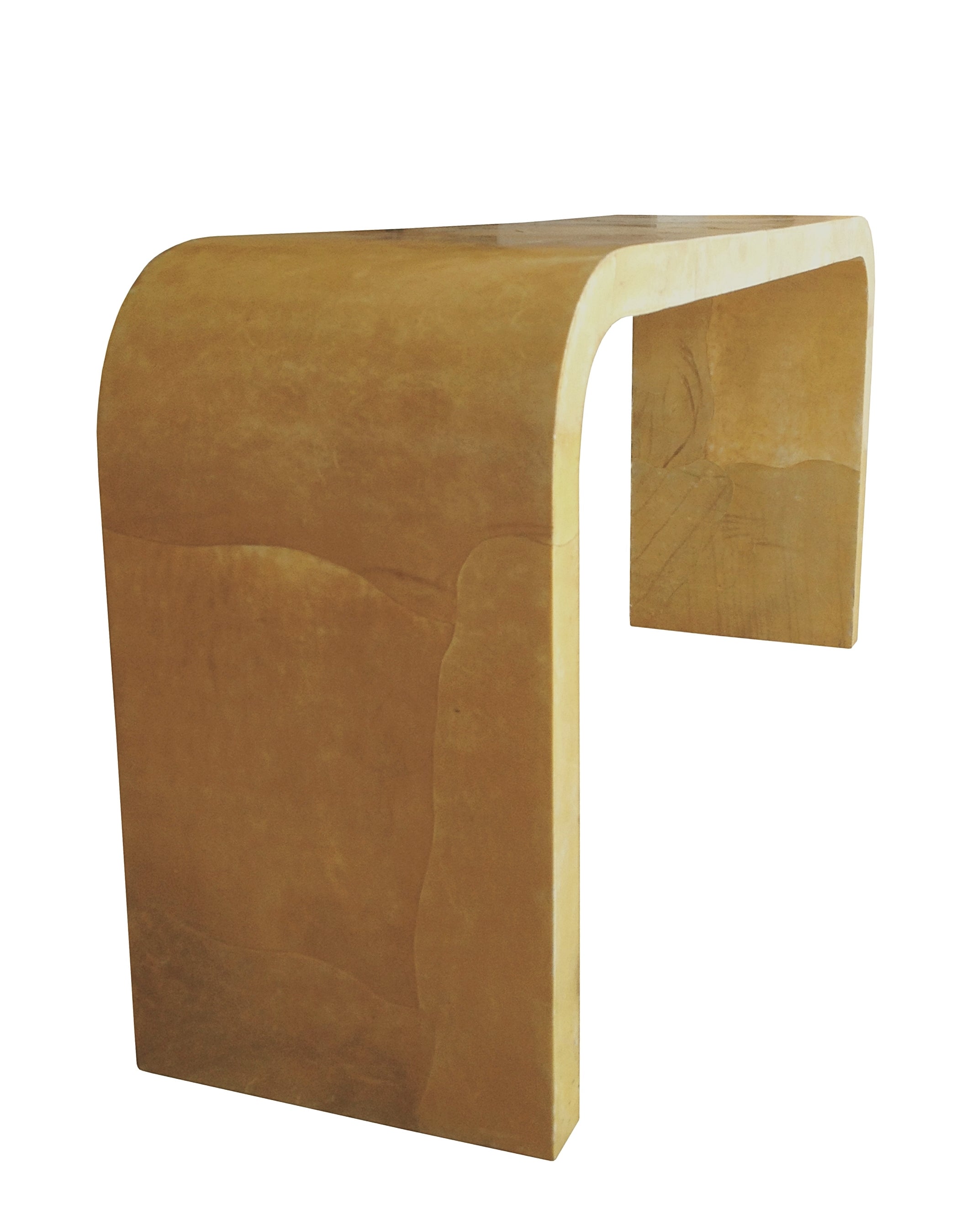 Waterfall Console Table in Goatskin Parchment