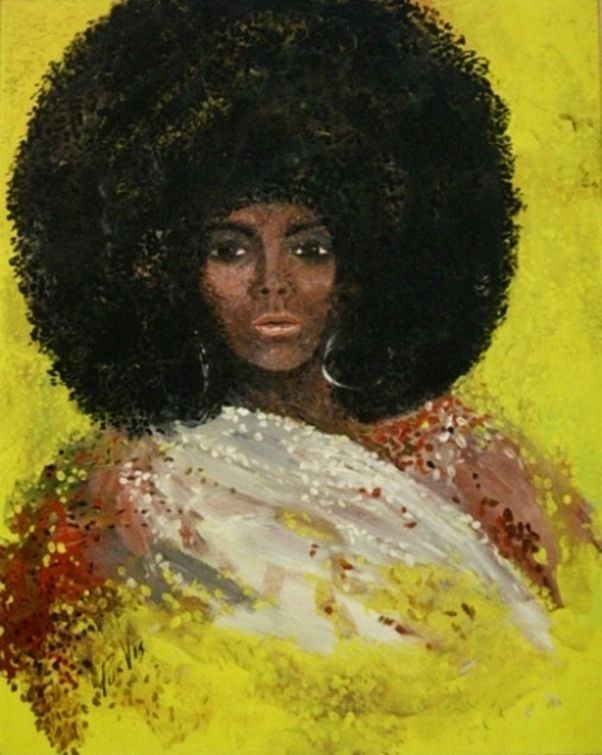 American Large African Girl Painting by PurVis