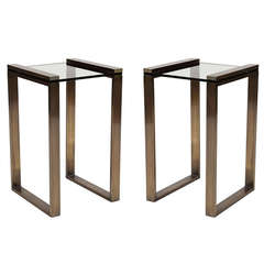 Charles Hollis Jones "Box Line" Side Tables in Lucite and Burnished Brass 9