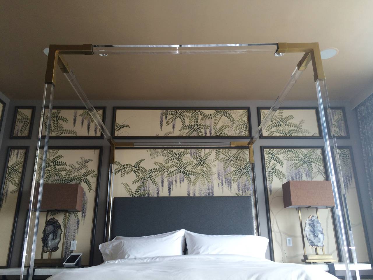 Mid-Century Modern Brass and Lucite King-Size Bed by Charles Hollis Jones For Sale