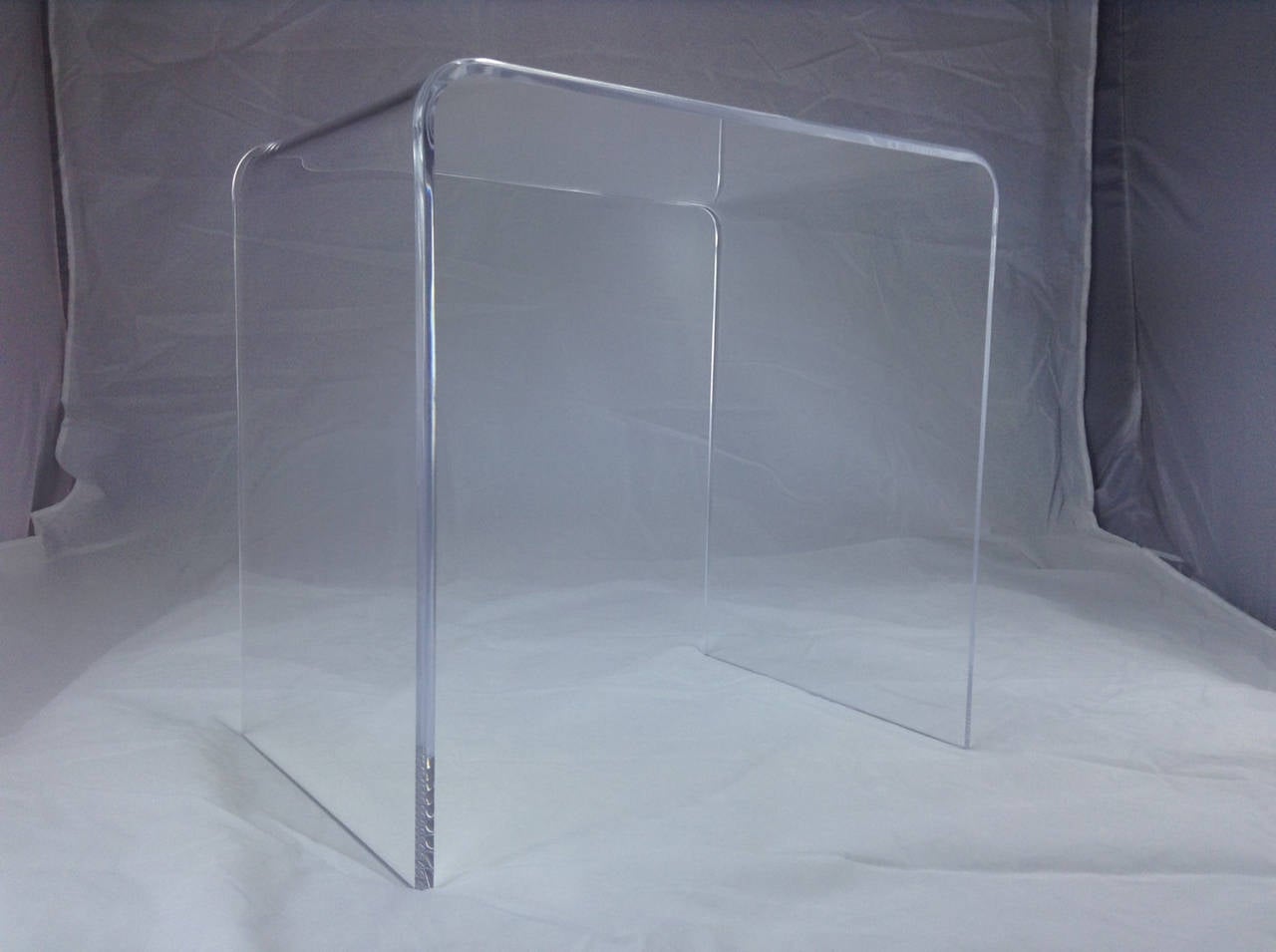 Modern Waterfall Style Console Table in Lucite and Bullnose Edges For Sale