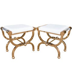 Brass and Lucite "Empire" Style Benches by Charles Hollis Jones