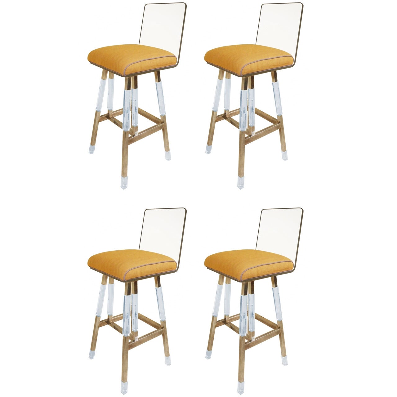 Set of Four Charles Hollis Jones Barstools from the Metric Collection, Signed For Sale