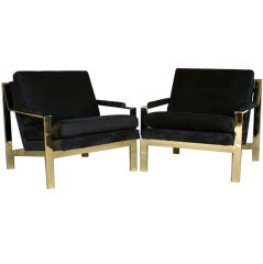 Pair of Brass Armchairs by Milo Baughman for Thayer Coggin