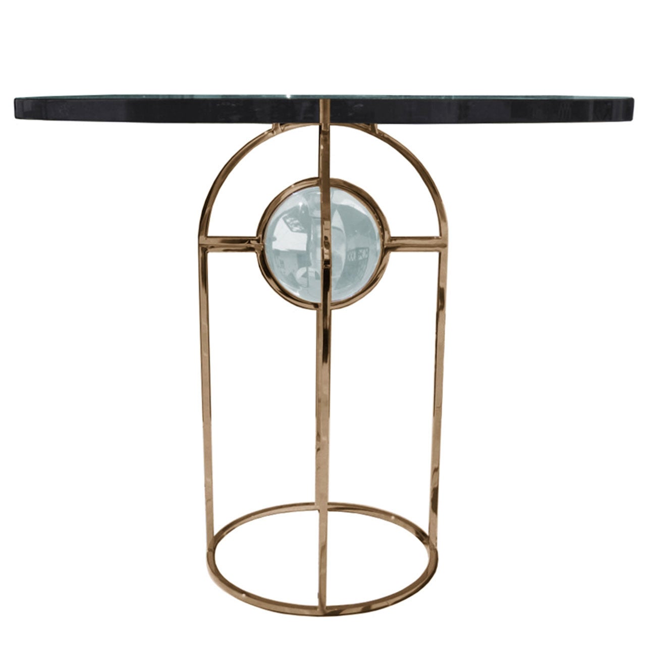 Charles Hollis Jones "Bullet" Dining or Center Table in Solid Brass and Lucite For Sale