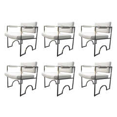 Set of Six "Oakland Raiders" Armchairs by Charles Hollis Jones in Polished Nicke 7