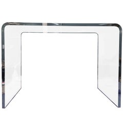 Waterfall Style Console Table in Lucite and Bullnose Edges