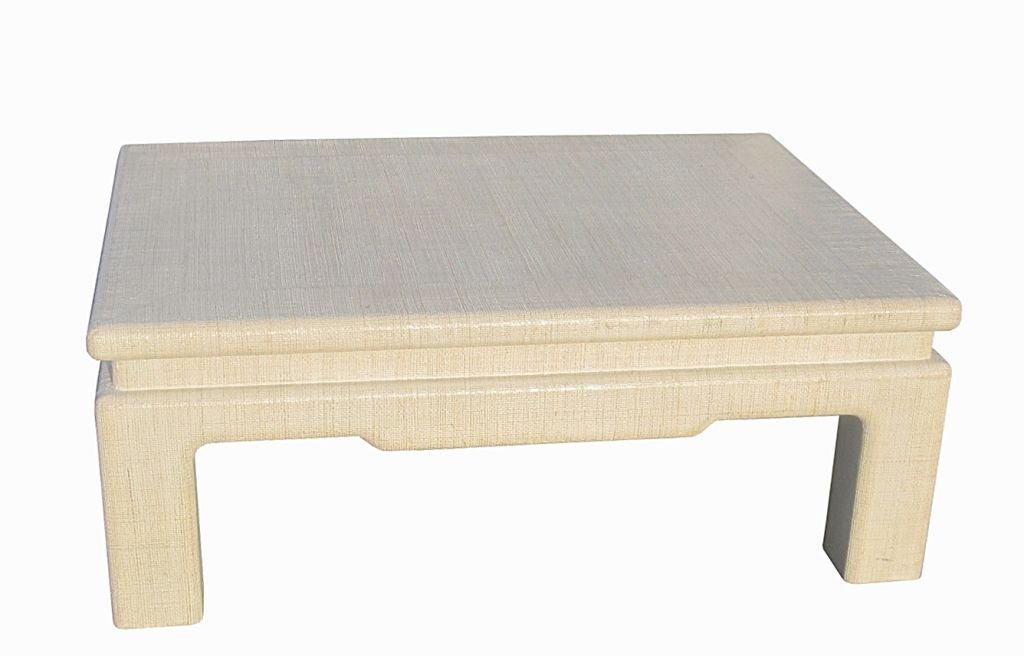 Wood Raffia Covered Cocktail Table by Harrison Van-Horn