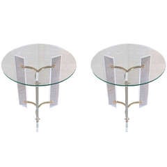 Charles Hollis Jones Pair of Lucite Side Tables