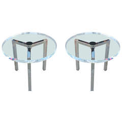 Pair of Lucite and Nickel Side Tables by Charles Hollis Jones 4