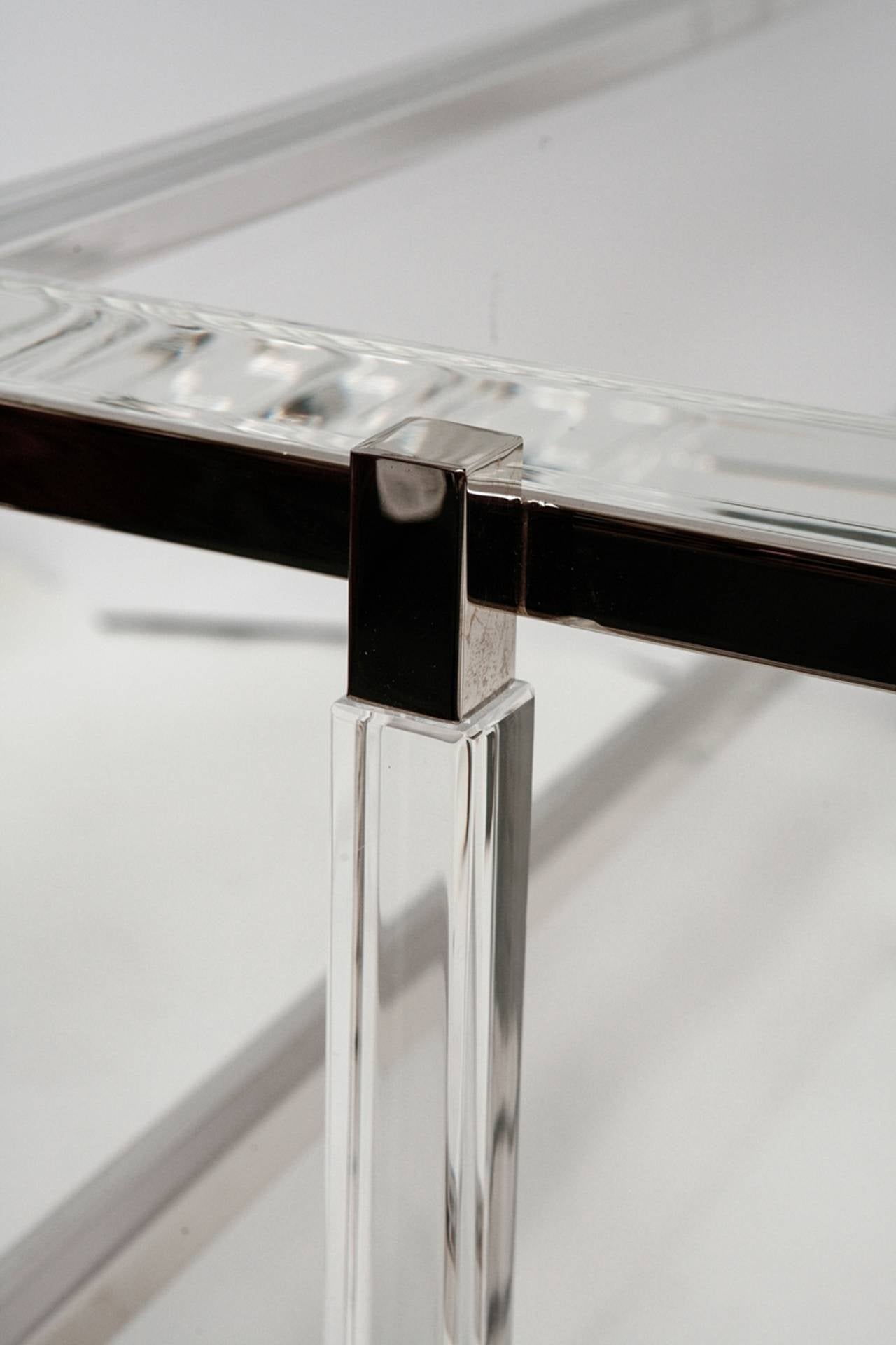 American Lucite and Nickel Two-Level Coffee Table by Charles Hollis Jones