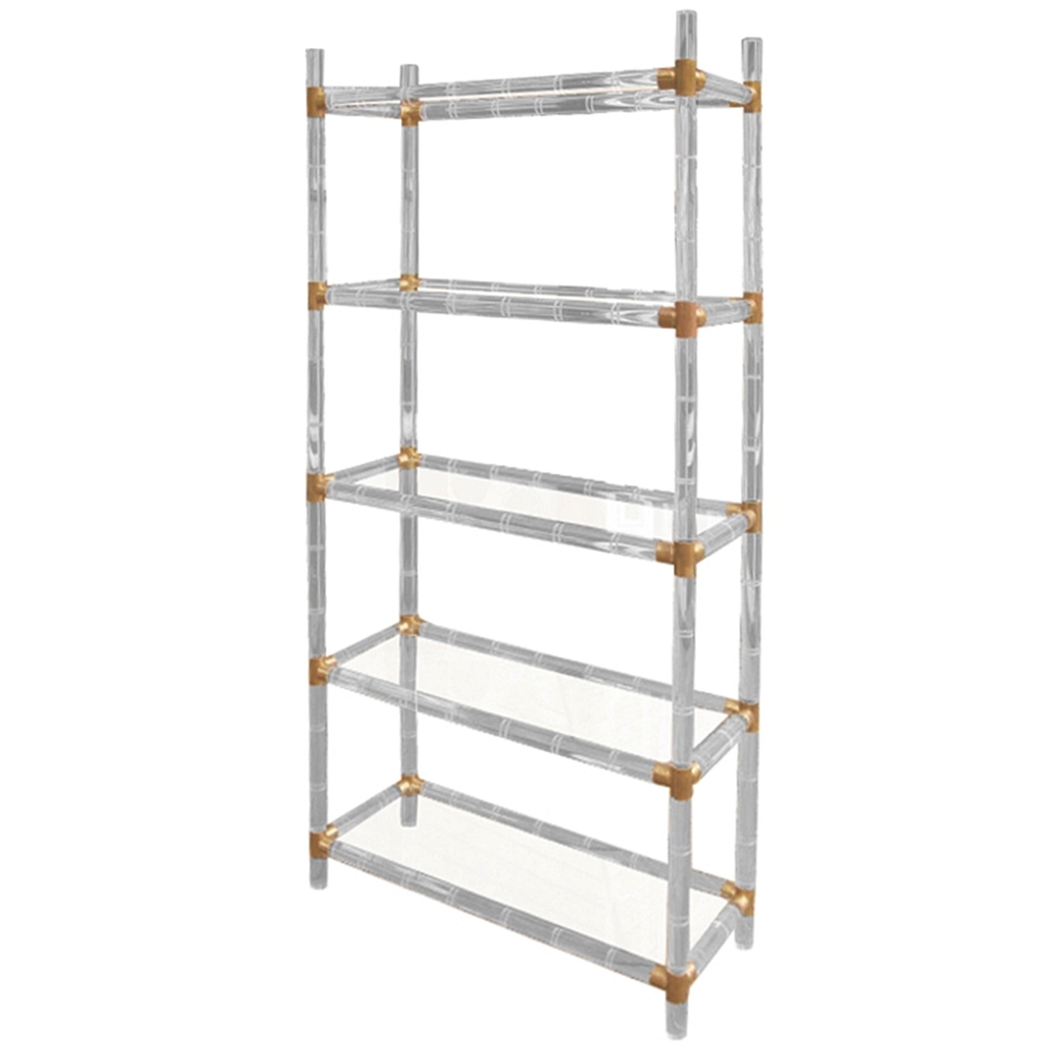 Charles Hollis Jones Faux Bamboo-Lucite and Brass Etagere