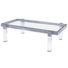 Charles Hollis Jones "Box" Line Coffee or Cocktail Table in Nickel and Lucite 11