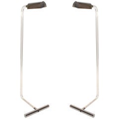Pair of Peter Hamburger Lucite and Chrome Floor Lamps for Knoll