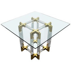 Metric Dining Table in Lucite and Brass by Charles Hollis Jones