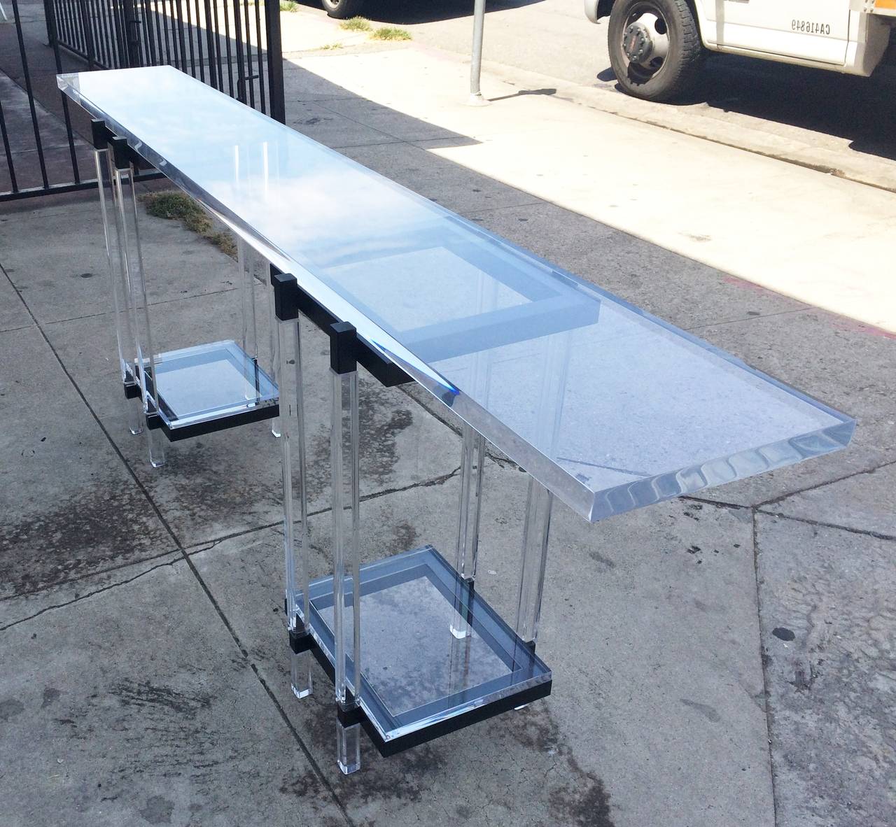 Mid-Century Modern Console Table in Lucite and Black Enamel by Charles Hollis Jones
