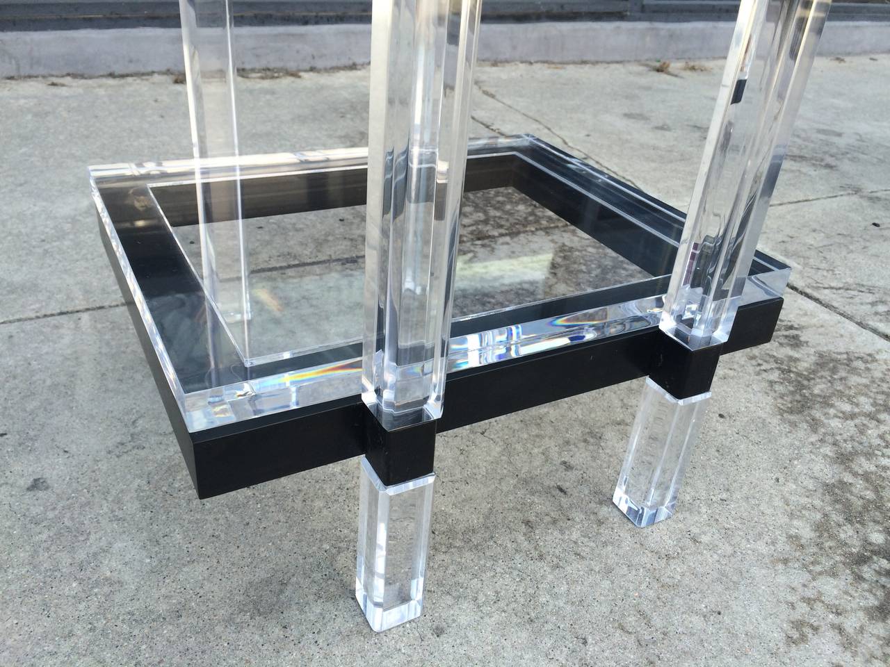 Console Table in Lucite and Black Enamel by Charles Hollis Jones  3