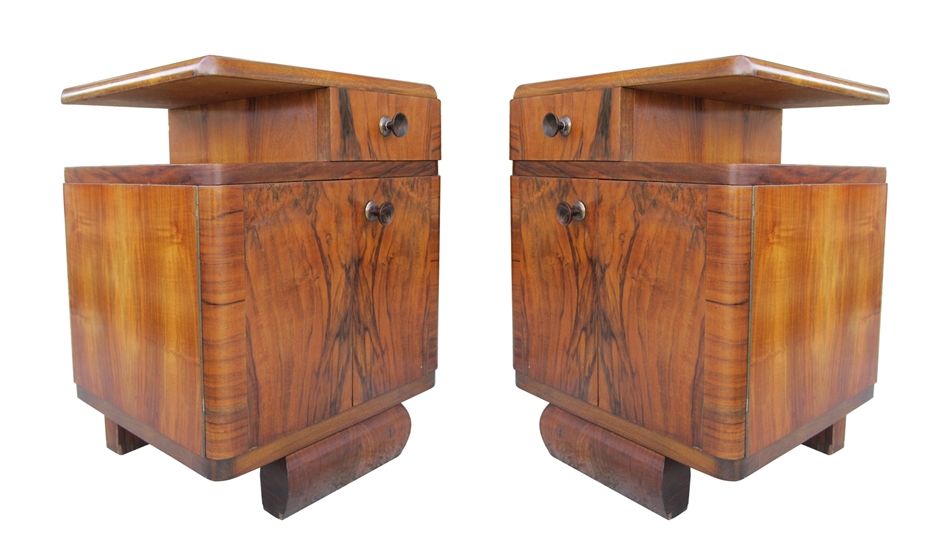American Pair of French Style Art Deco Night Stands Circa 1930's