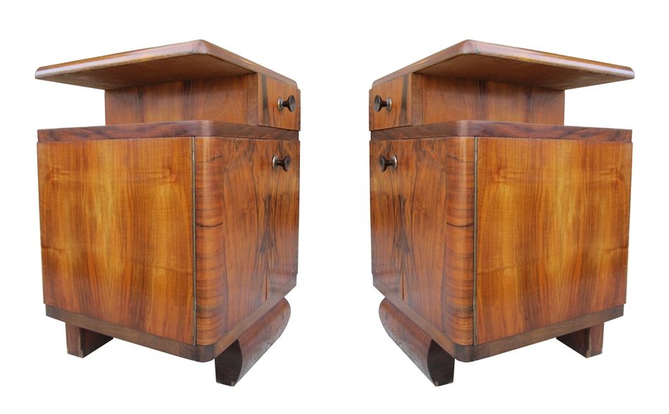 Pair of French Style Art Deco Night Stands Circa 1930's In Excellent Condition In Los Angeles, CA