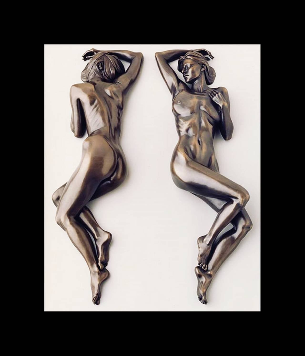Diptych bronze sculpture by the Southern California sculpture Tanya Ragir. The sculpture is a limited edition of 9 and this set is #4/9 executed in bronze and it comes signed, dated and numbered by the artist.

Measurements: 6