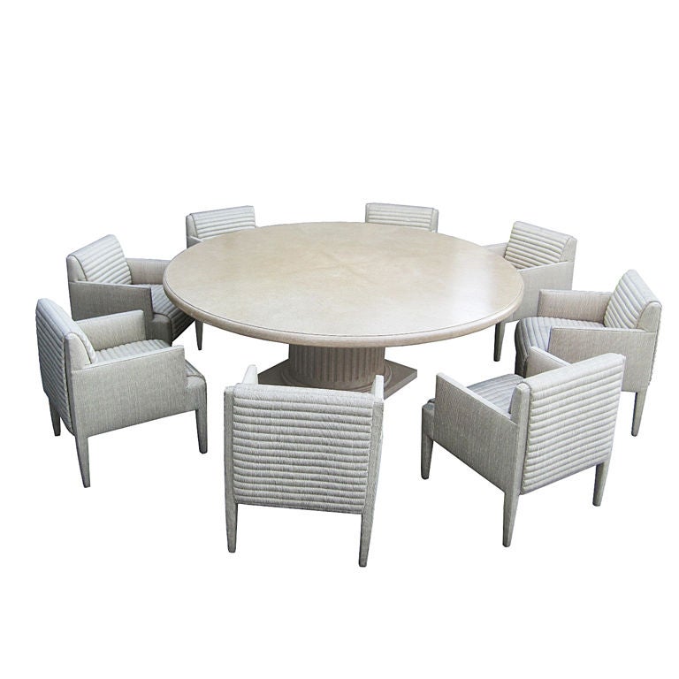 Custom Round Conference Table and 8 Arm Chairs by Donghia at 1stdibs
