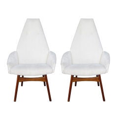 Vintage Adrian Pearsall Pair of High Back Arm-Chairs
