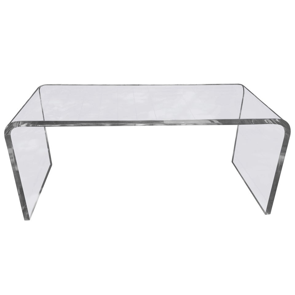 Waterfall Style Coffee Table in Lucite, by Charles Hollis Jones, Signed and Dated