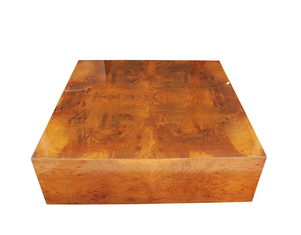 1960's Burl Wood Square Coffee Table By Milo Baughman