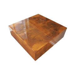 1960's Burl Wood Square Coffee Table By Milo Baughman