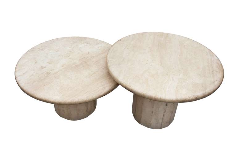 Mid-Century Modern Pair of Travertine Nesting Tables Made in Italy